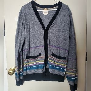 Koto Cardigan Heathered Gray Striped EUC